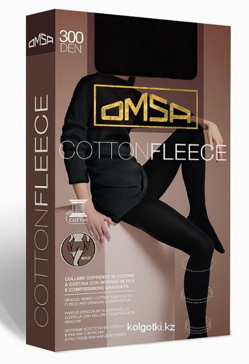 Колготки большого размера из хлопка с флисом и термоэффектом COTTON FLEECE 300 MAXI