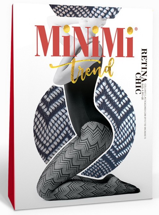 Колготки в мелкую сетку с графичным узором RETINA CHIC